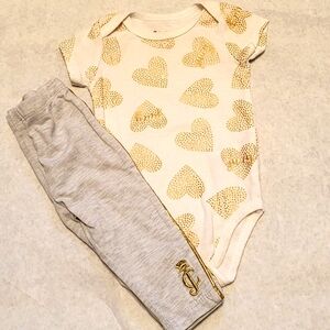 Juicy Couture onesie/bodysuit with light grey/gold pants